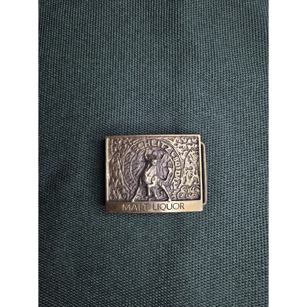 Vintage Schlitz Malt Liquor Metal Belt Buckle by Lewis Buckles